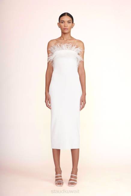 STAUD 42R0592 فستان نيللي نحيف أبيض ملابس