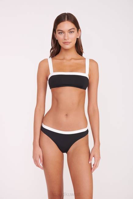 STAUD 42R0642 ليف أعلى بيكيني نحيف أسود أبيض ملابس