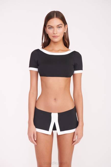 STAUD 42R0659 تنورة السباحة بنس نحيف أسود أبيض ملابس