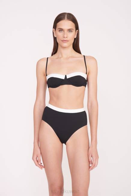 STAUD 42R0691 ديفون بيكيني سفلي مرتفع نحيف أسود أبيض ملابس