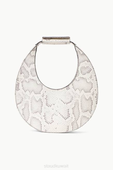 STAUD 42R0755 حقيبة القمر ثعبان منقوش نحيف ابيض مُكَمِّلات