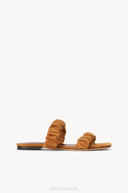 STAUD 42R0925 مايا صندل الكاجو ruched نحيف جلد الغزال الكاجو أحذية